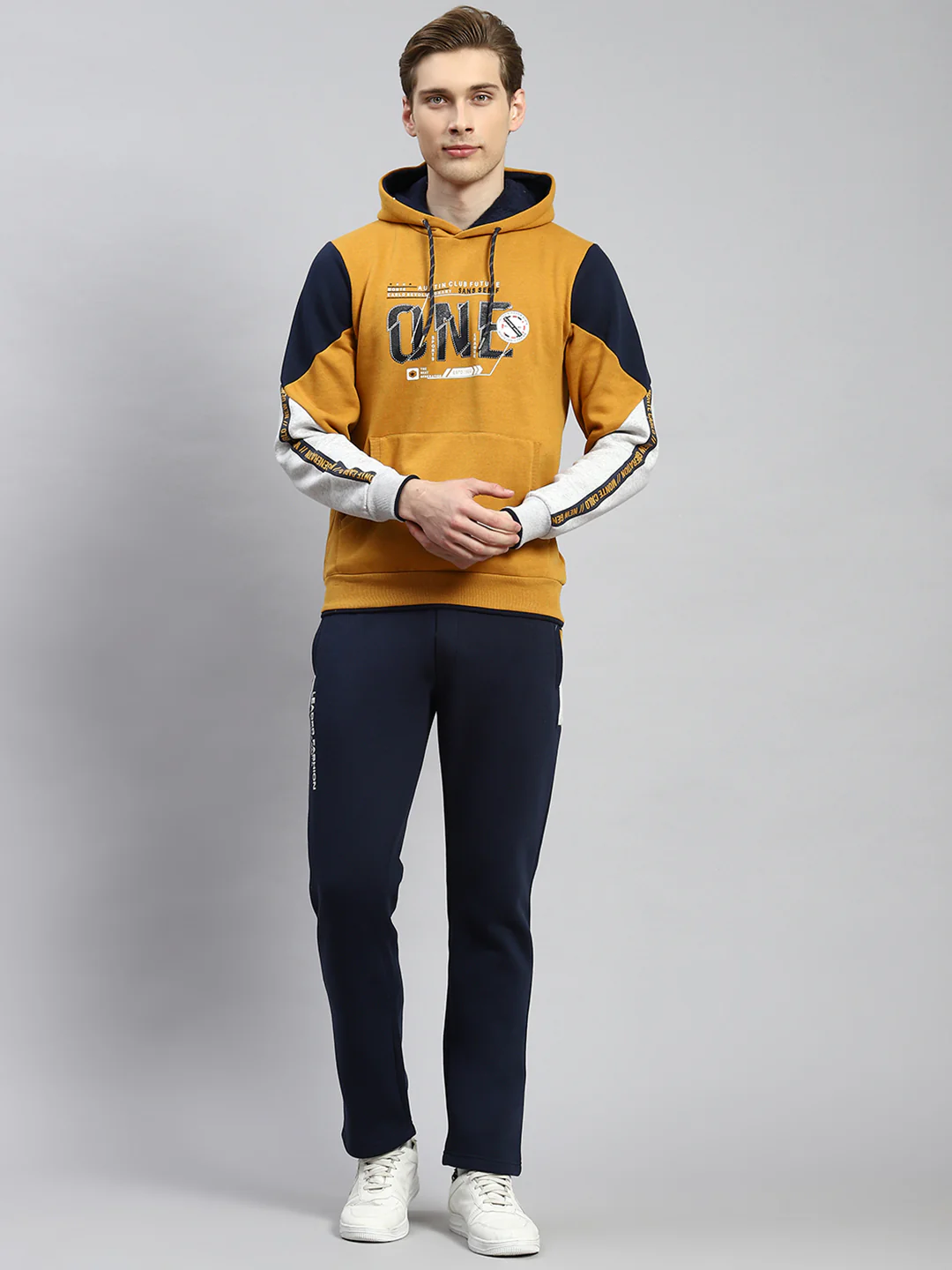 Men Mustard Plain Tracksuit - Image 2