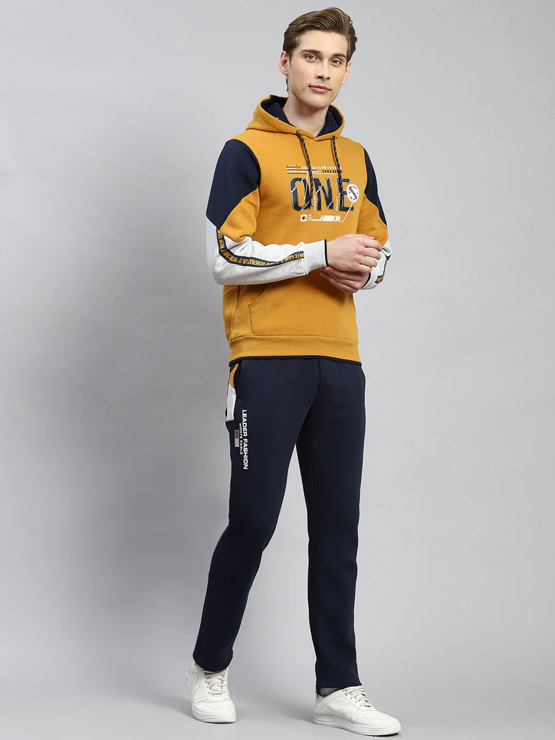 Men Mustard Plain Tracksuit - Image 3