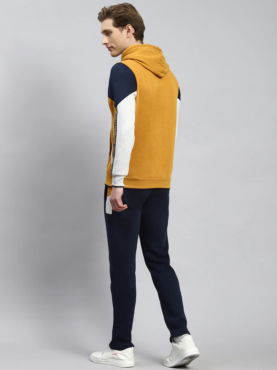 Men Mustard Plain Tracksuit - Image 5