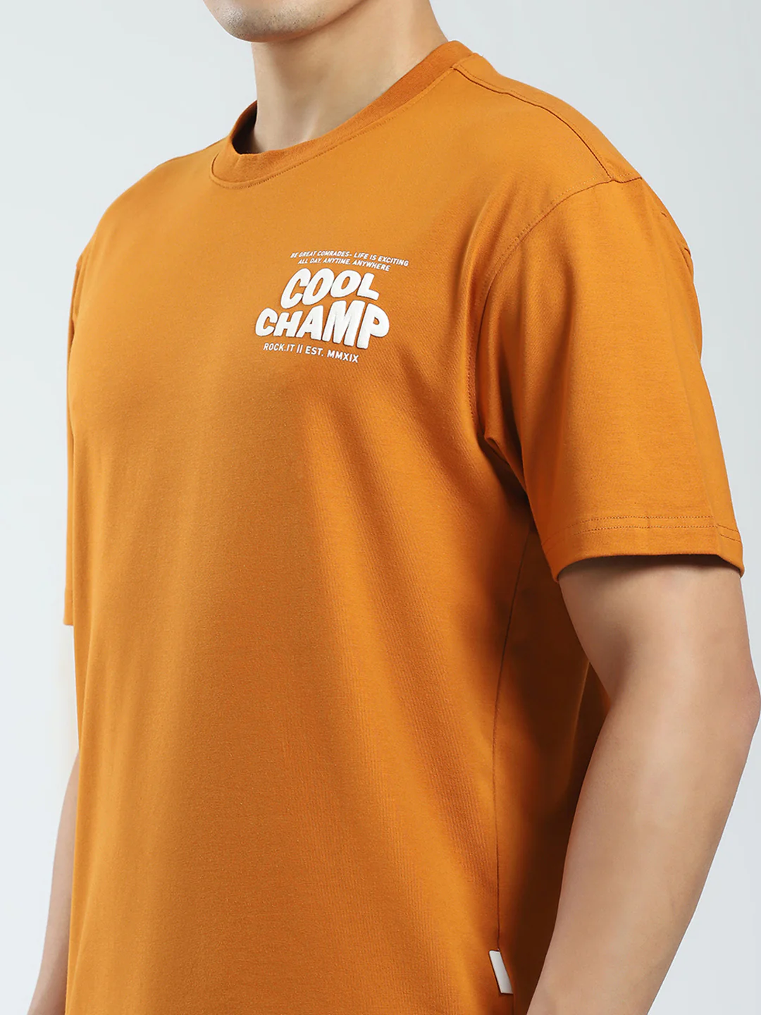 Rock.it Men Mustard Printed Round Neck Half Sleeve T-Shirt - Image 7