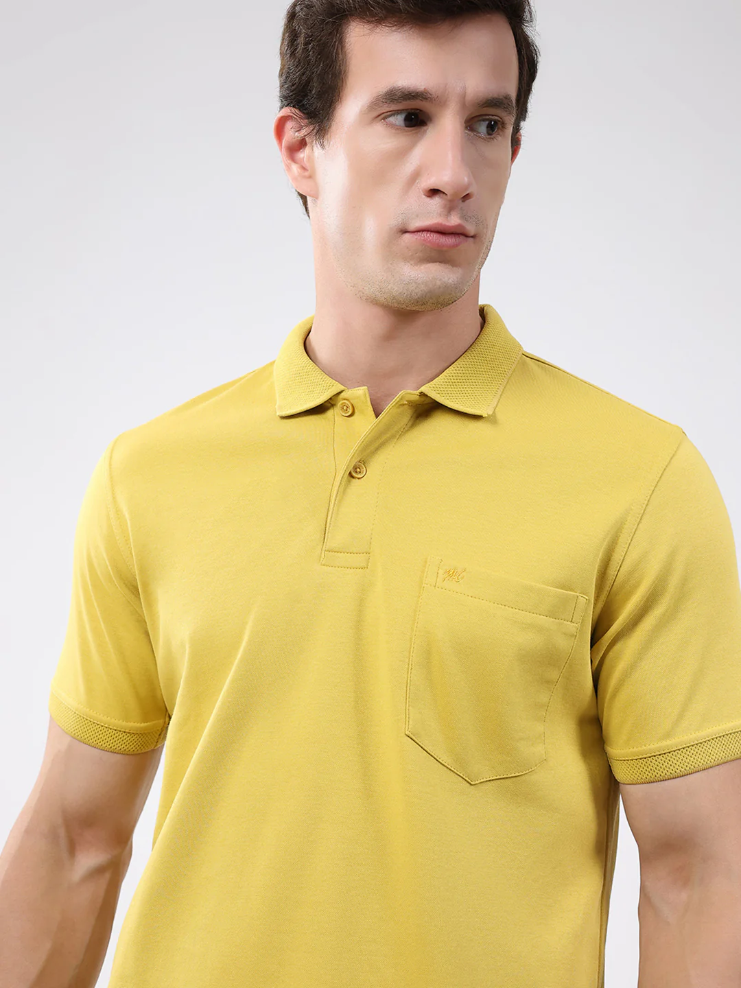 Men Mustard Solid Collar Half Sleeve T-Shirt - Image 6