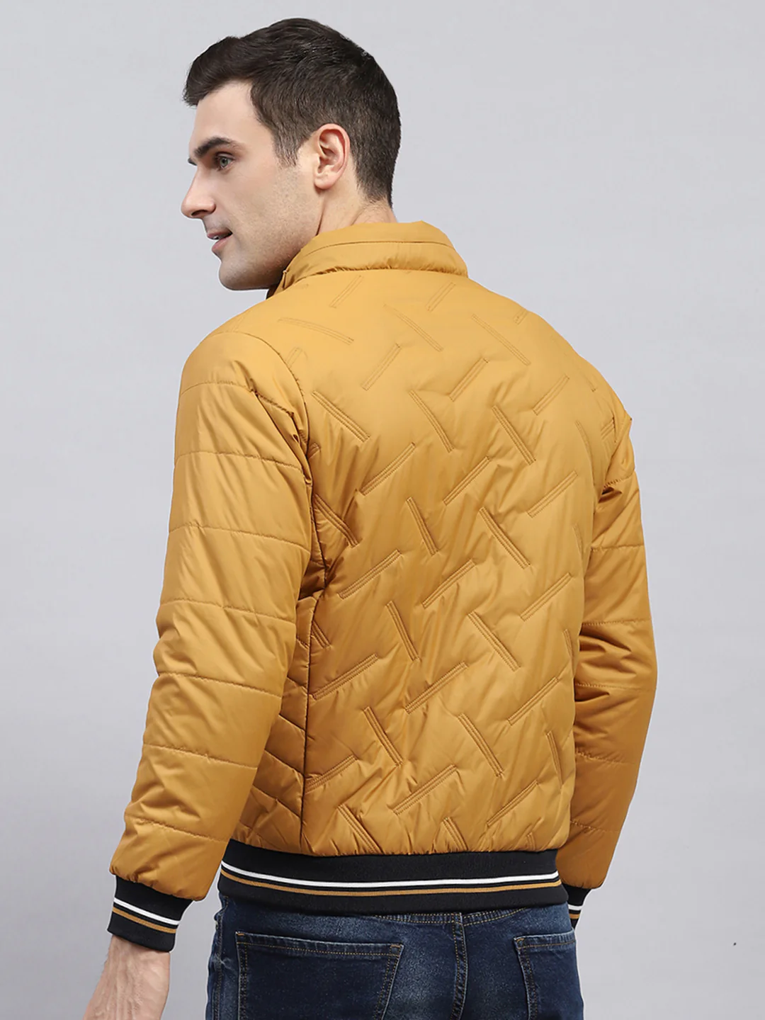 Men Mustard Solid Detachable Hood Full Sleeve Jacket - Image 5