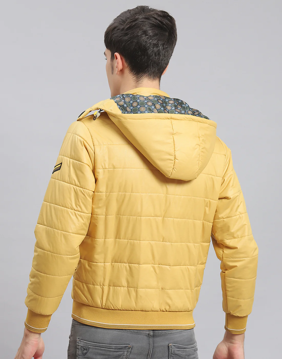 Men Mustard Solid Hooded Full Sleeve Jacket - Image 5