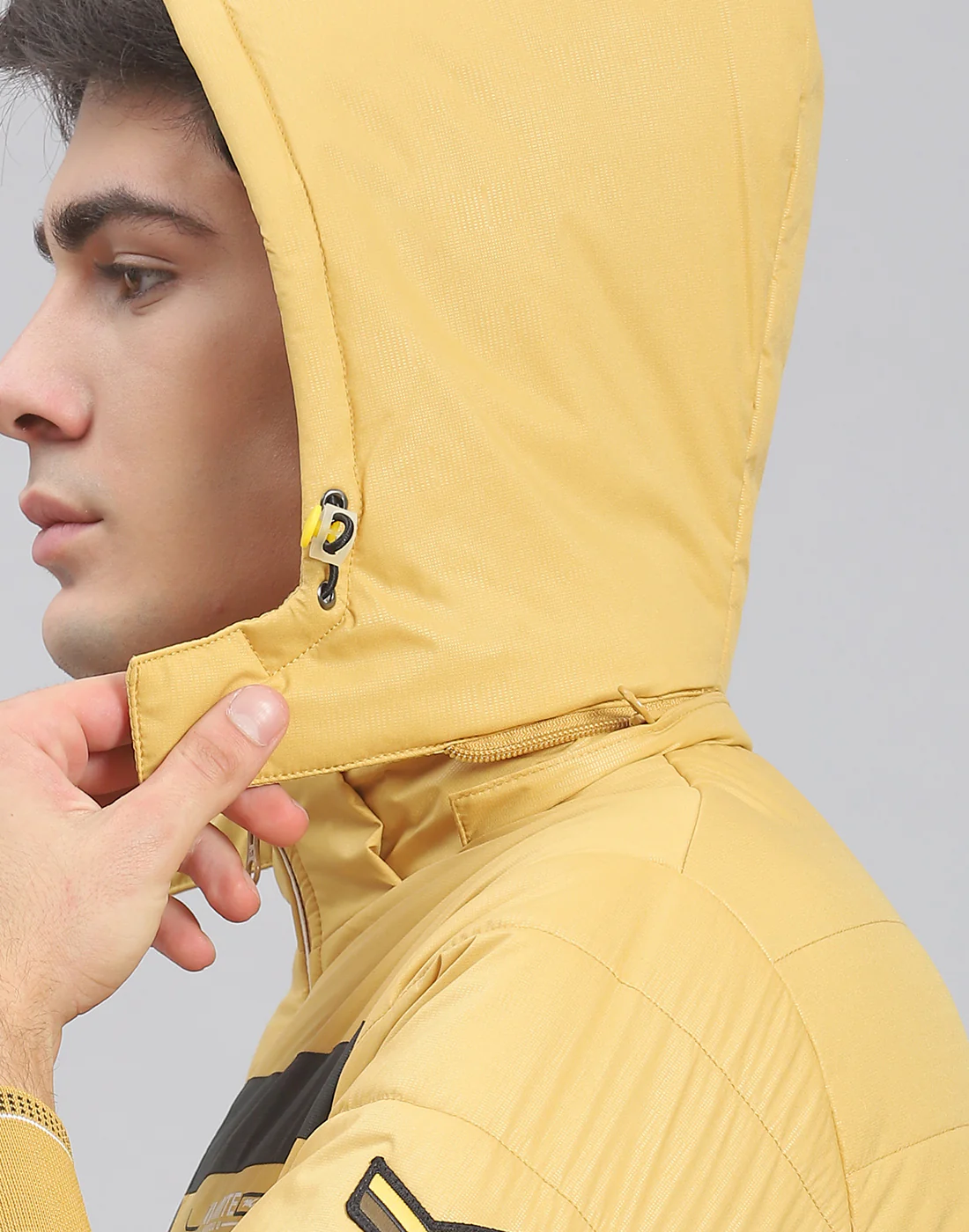 Men Mustard Solid Hooded Full Sleeve Jacket - Image 7