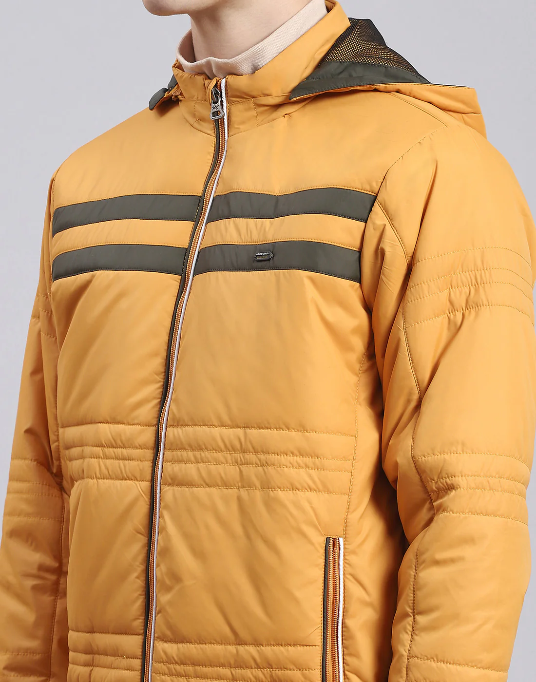 Men Mustard Solid Hooded Full Sleeve Jacket - Image 7