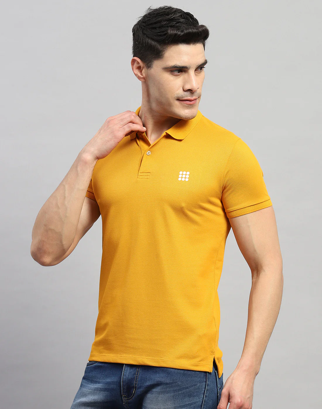 Rock.it Men Mustard Solid Polo Collar Half Sleeve T-Shirt - Image 3