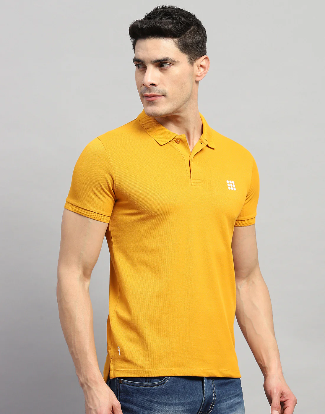 Rock.it Men Mustard Solid Polo Collar Half Sleeve T-Shirt - Image 4