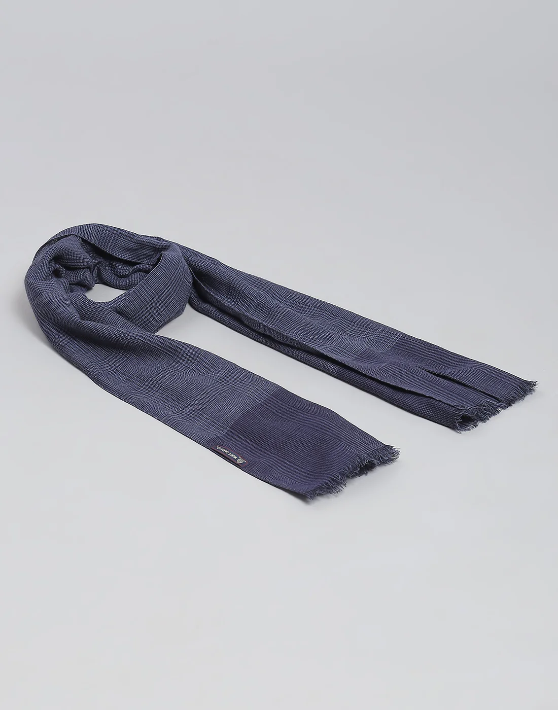 Men Navy Blue Check Muffler - Image 5