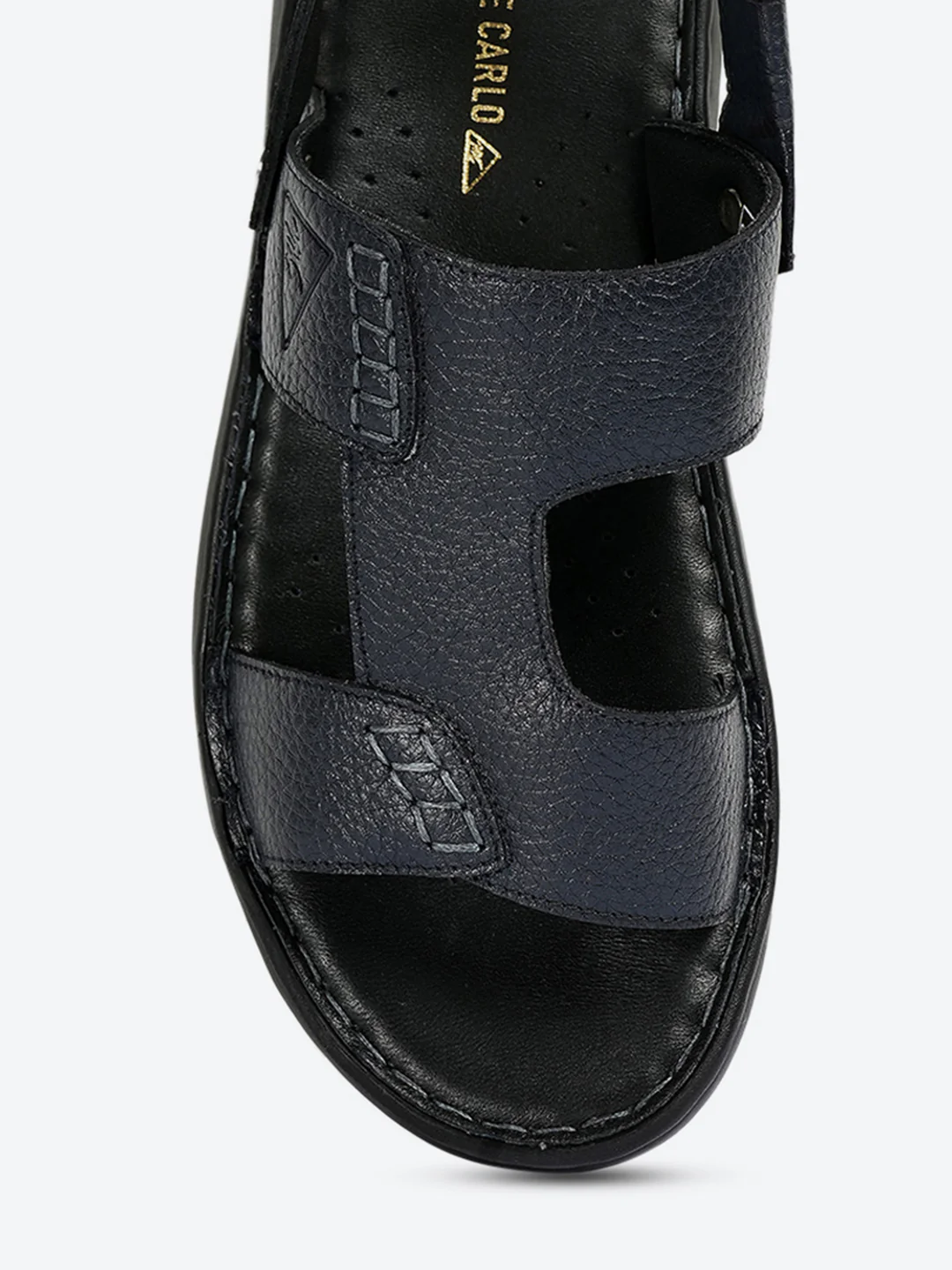 Men Navy Blue Elastic Genuine Leather Sandals - Image 7