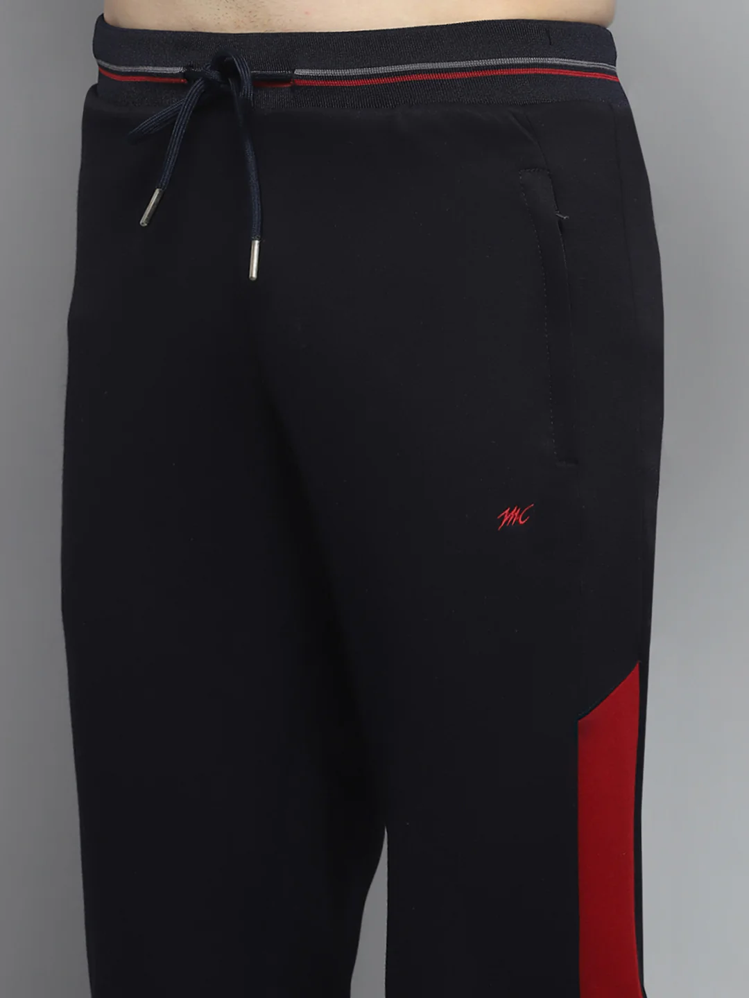 Men Navy Blue & Grey Printed Mock Neck Full Sleeve Winter Tracksuit - Image 8