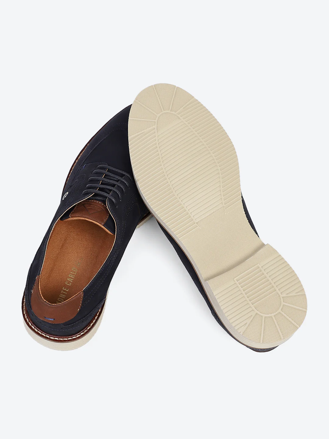 Men Navy Blue Lace Up Genuine Leather Casual Brogues - Image 8
