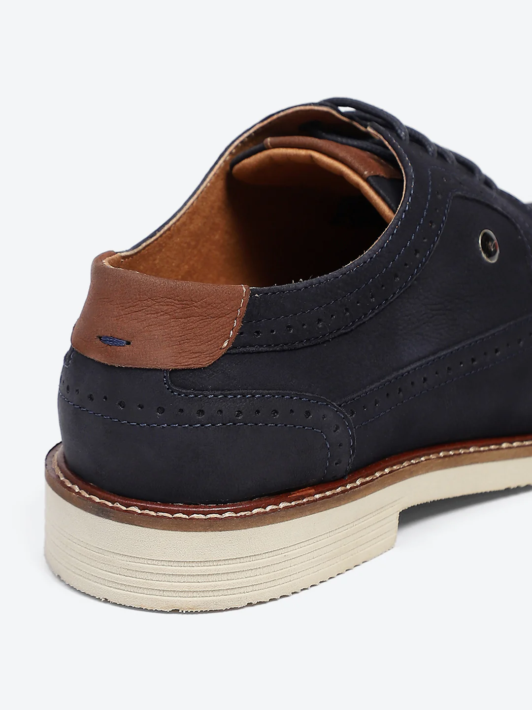 Men Navy Blue Lace Up Genuine Leather Casual Brogues - Image 9