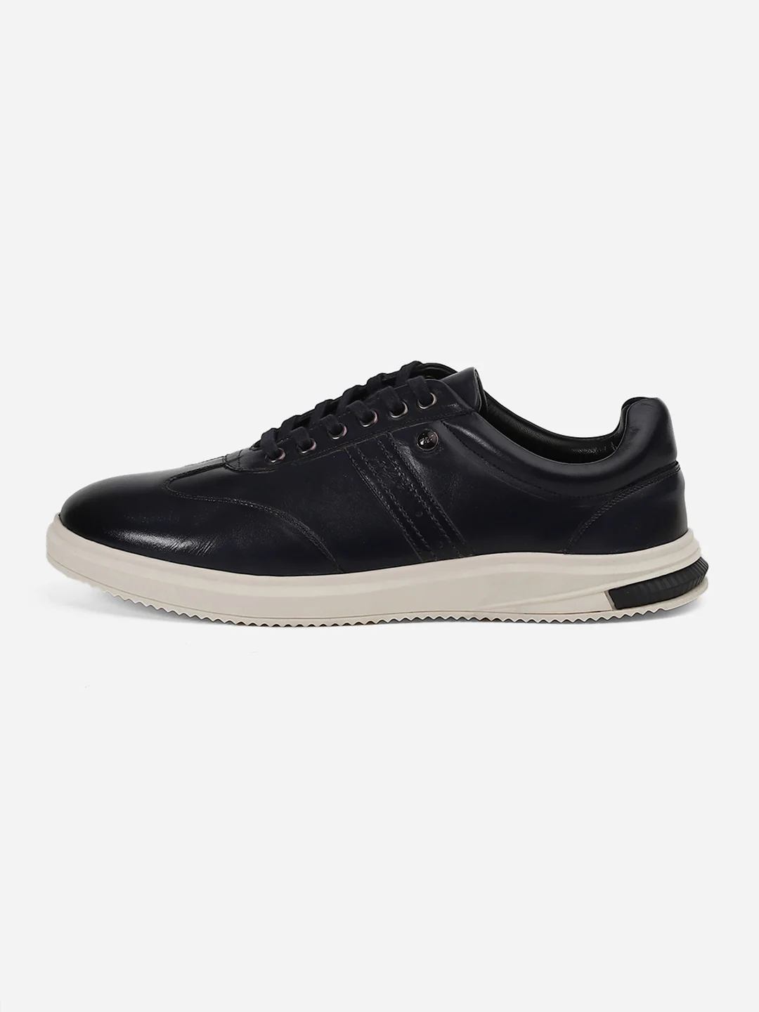 Men Navy Blue Lace-Up Genuine Leather Casual Sneaker - Image 5