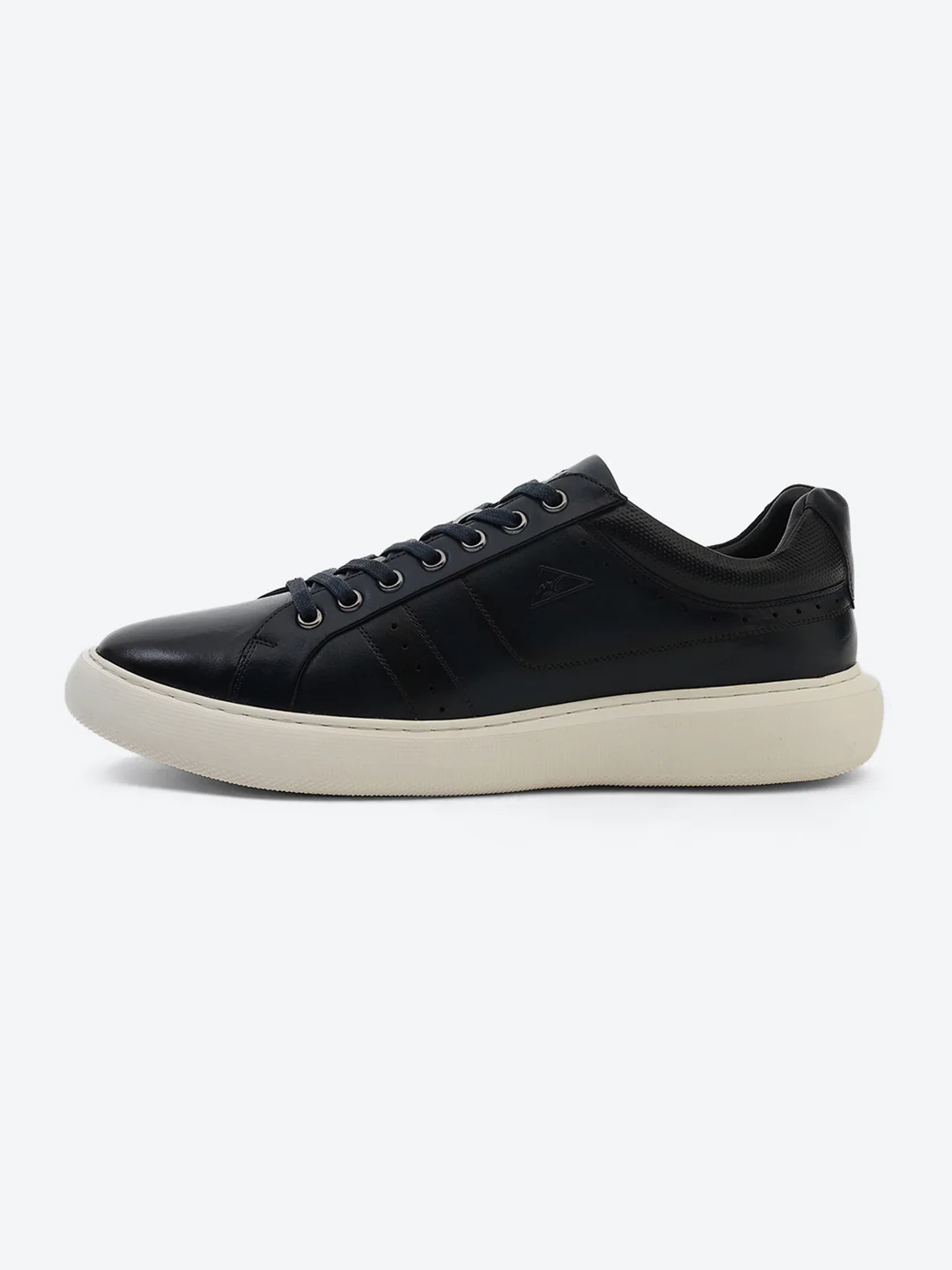 Men Navy Blue Lace Up Genuine Leather Sneaker - Image 4