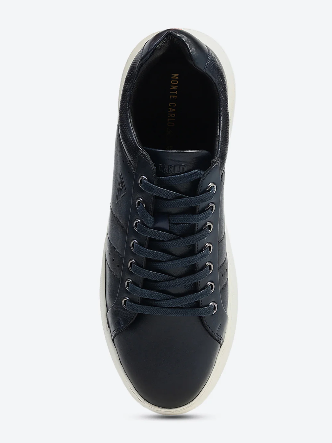 Men Navy Blue Lace Up Genuine Leather Sneaker - Image 6