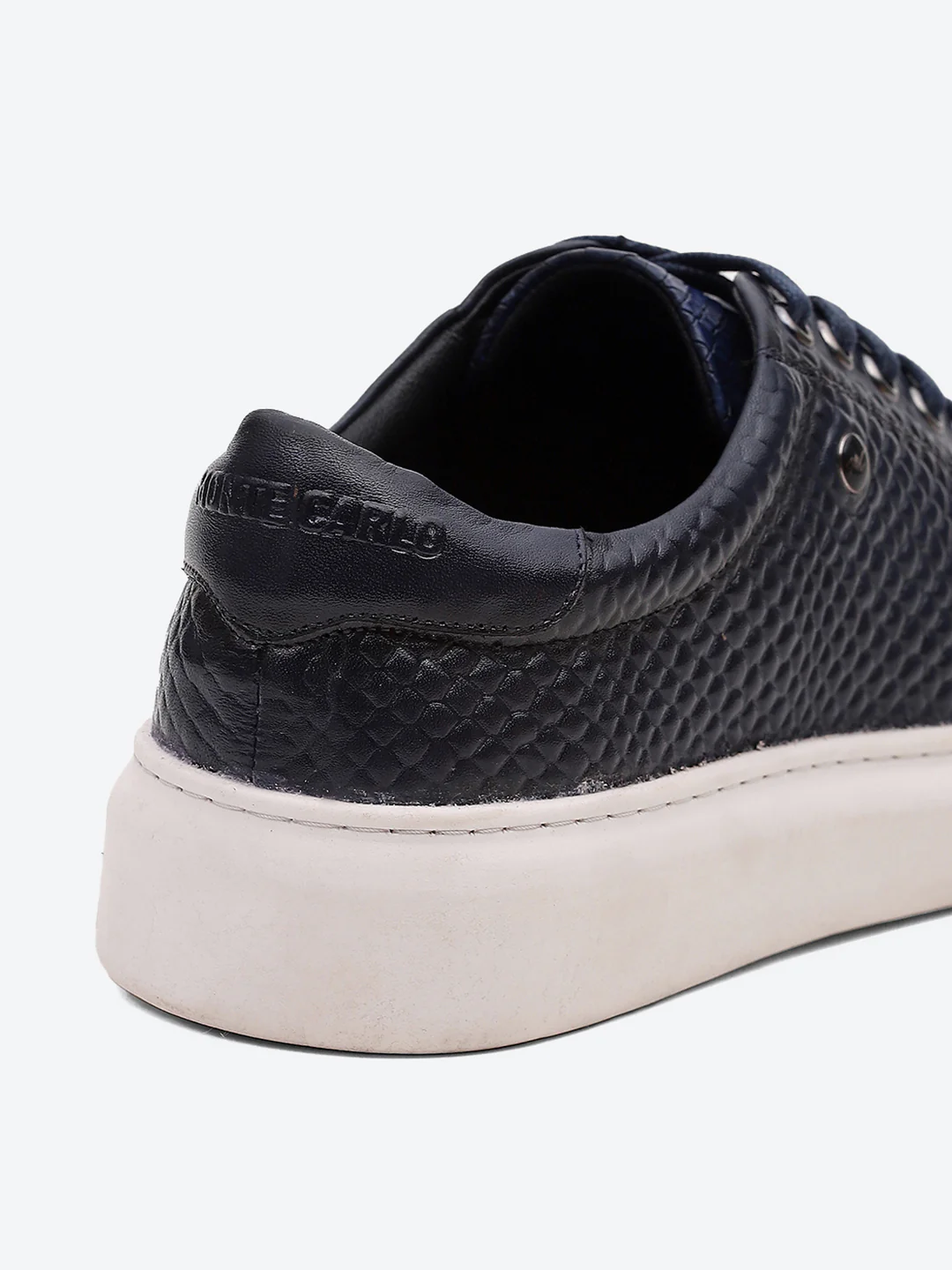 Men Navy Blue Lace Up Leather Sneakers - Stylish & Comfortable - Image 9