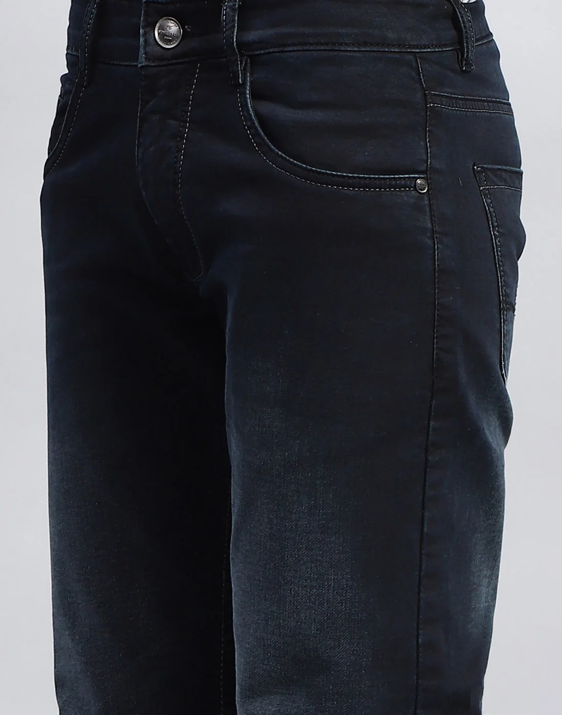Men Navy Blue Light Wash Ankle Length Denim - Image 6