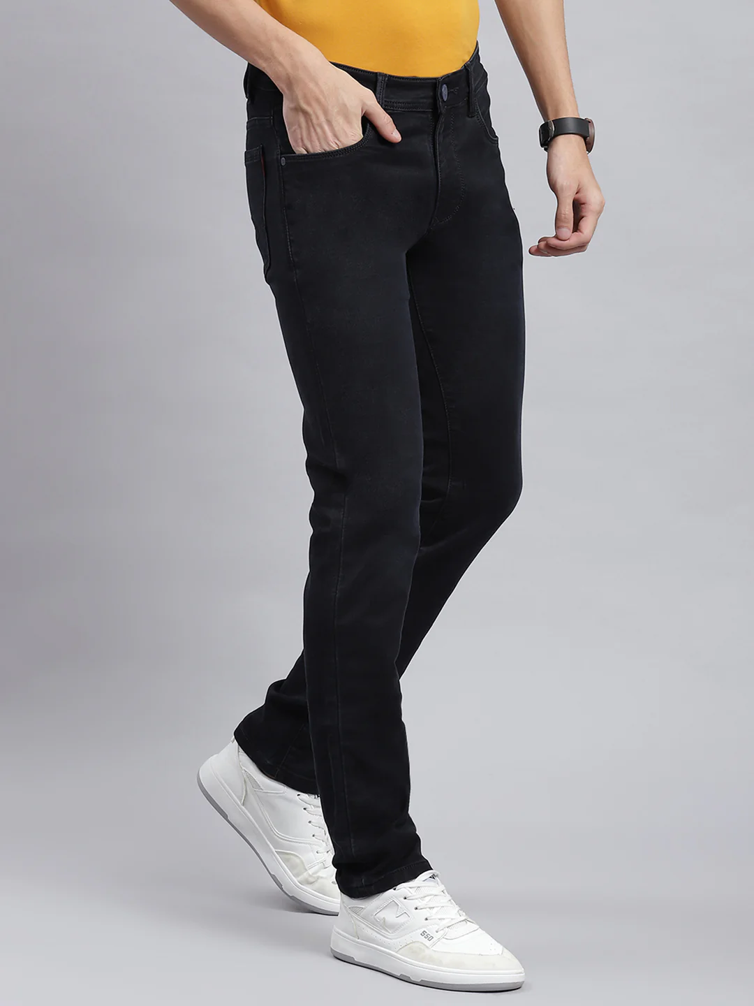Men Black Narrow Fit Denim - Image 3