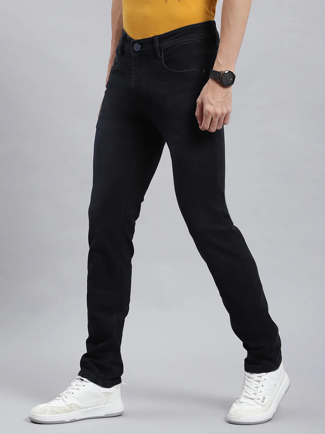 Men Black Narrow Fit Denim - Image 4