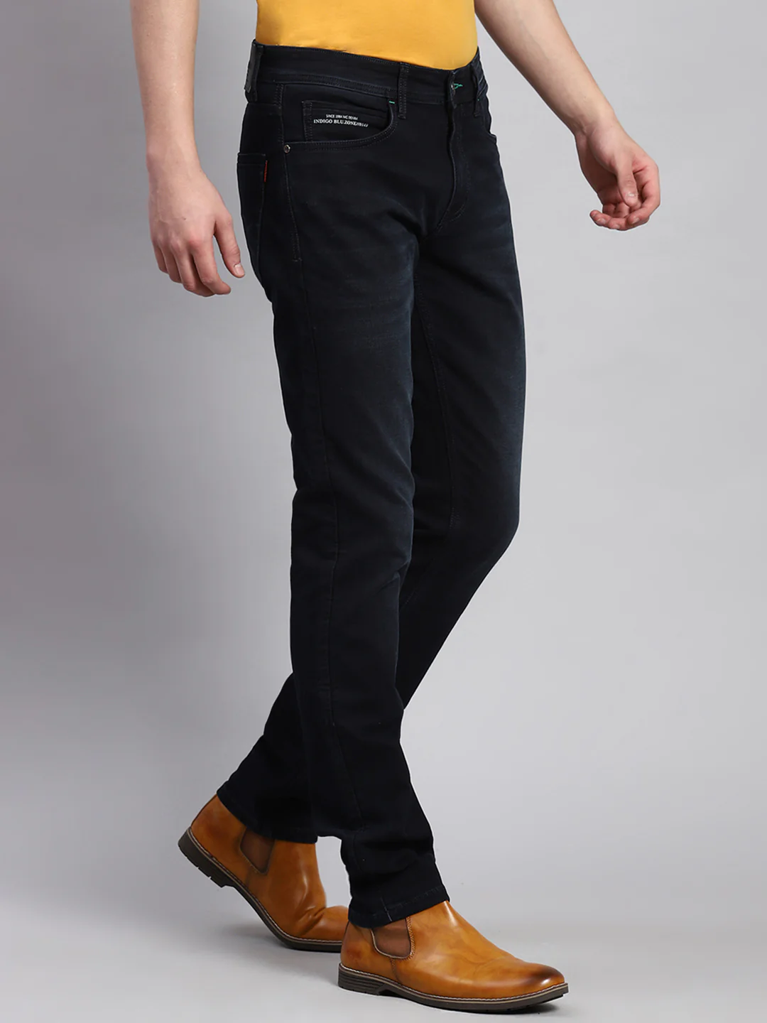 Men Navy Blue Narrow Fit Denim - Image 3