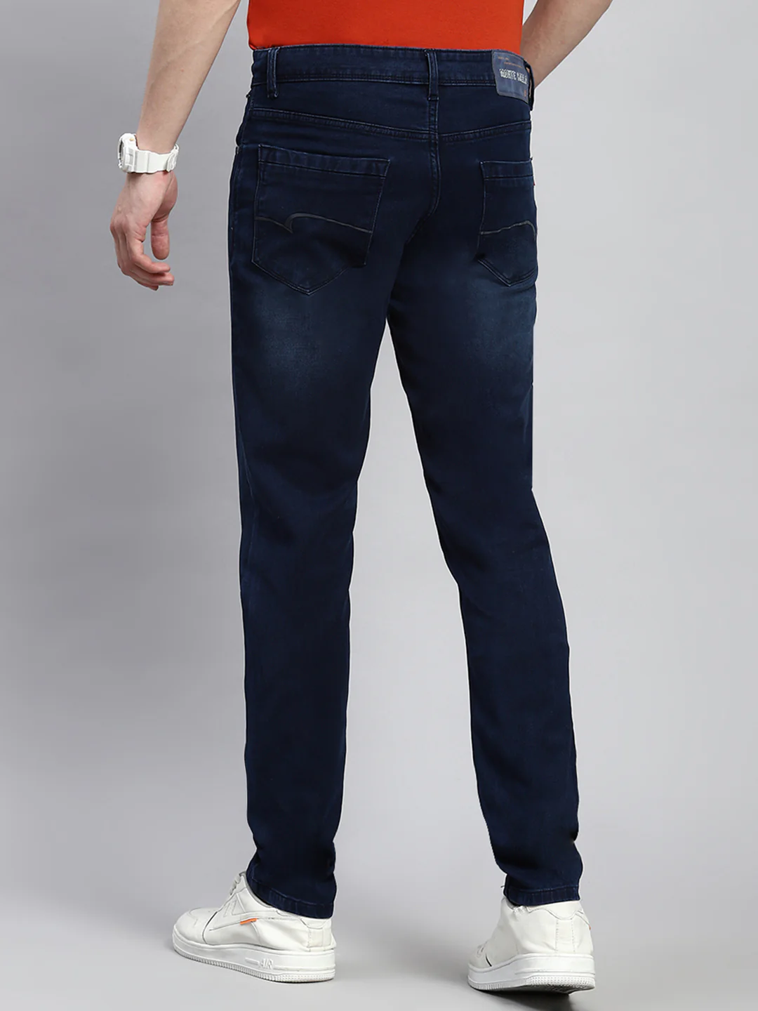 Men Navy Blue Narrow Fit Denim - Image 5
