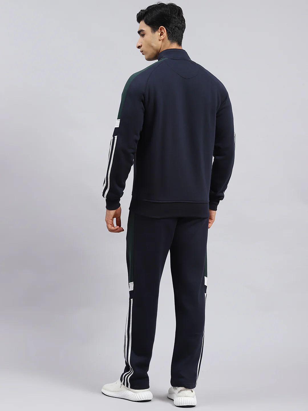 Men Navy Blue Plain Tracksuit - Image 5