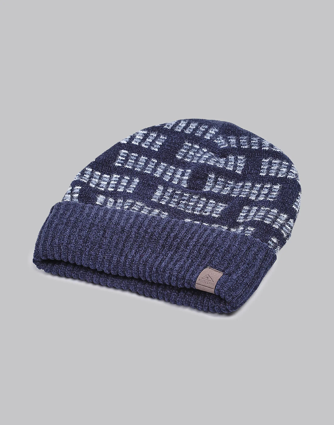 Men Navy Blue Printed Blend Wool Cap - Image 6