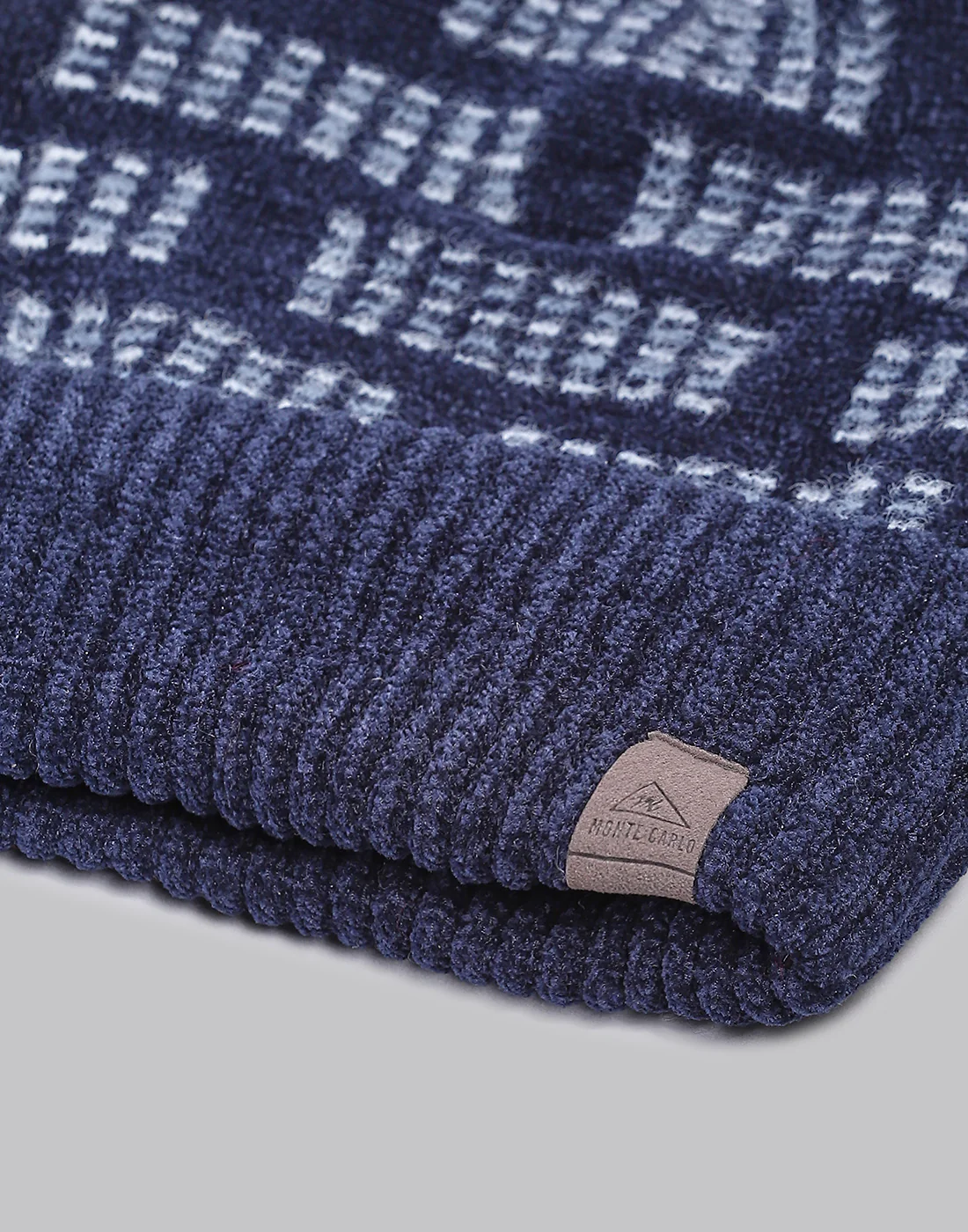Men Navy Blue Printed Blend Wool Cap - Image 7