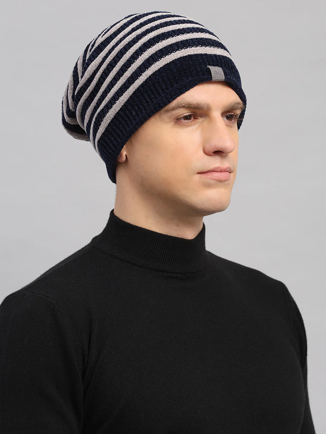 Men Navy Blue Printed Blend Wool Cap - Image 4