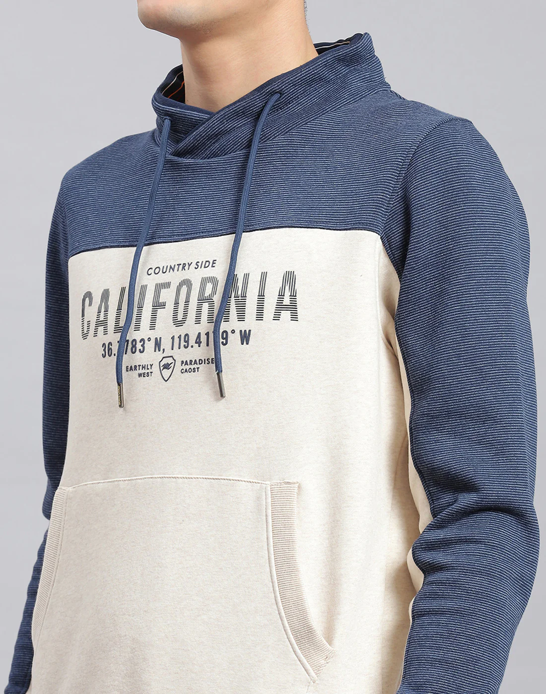 Men Navy Blue Printed F Neck Full Sleeve Sweatshirt - Image 6