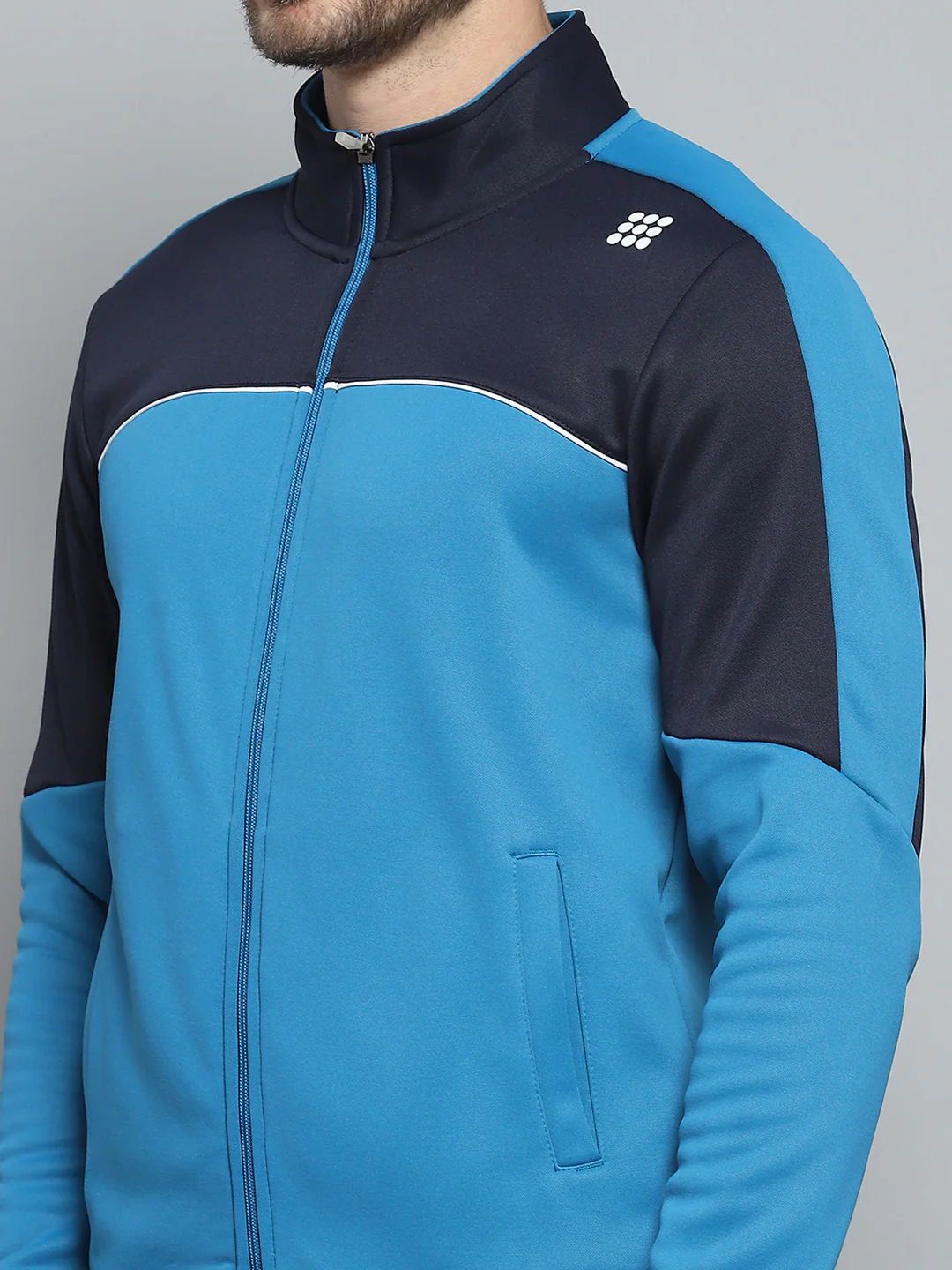 Rock.it Men Navy Blue Printed Mock Neck Full Sleeve Winter Tracksuit - Image 6