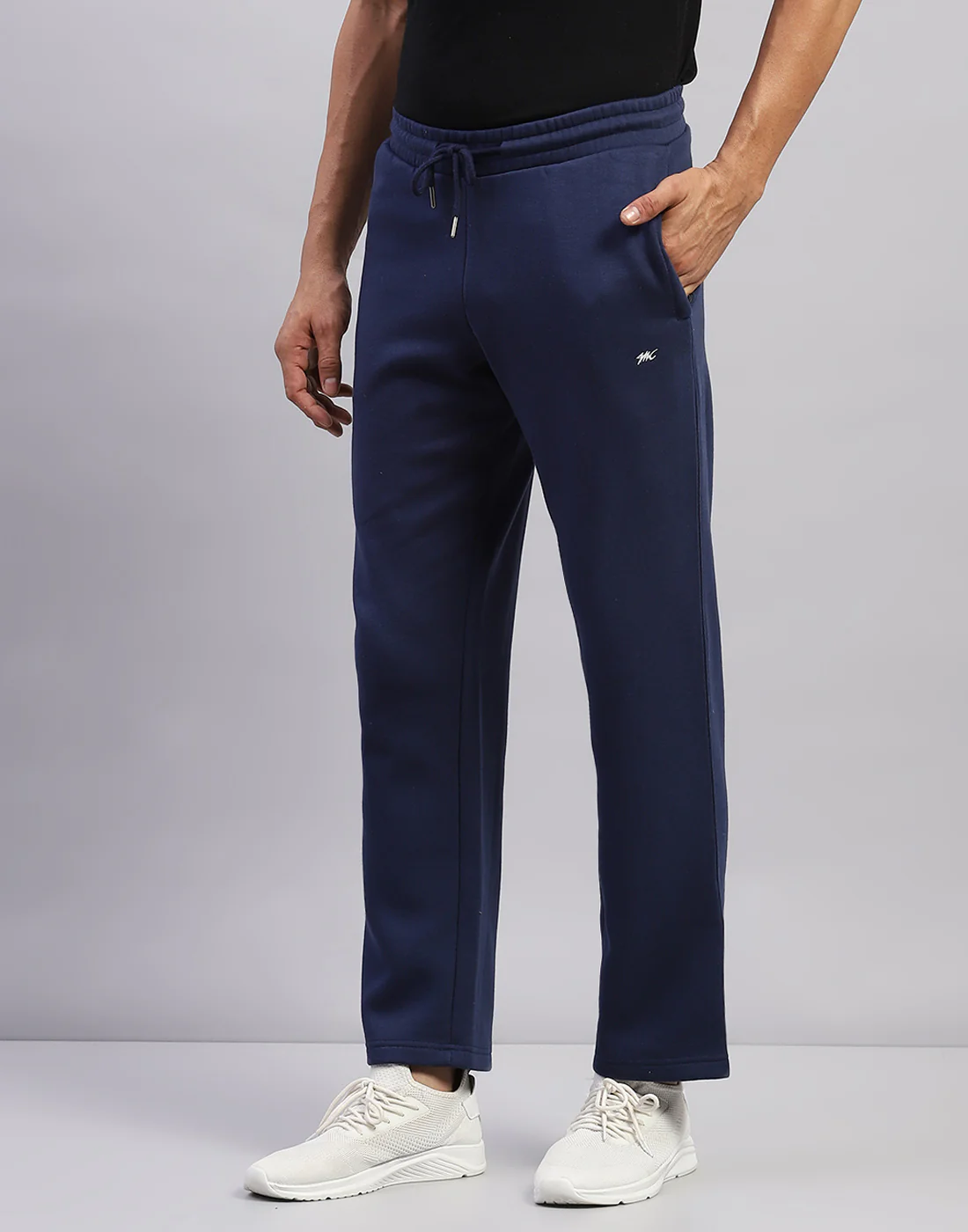 Men Navy Blue Printed Mock Neck Full Sleeve Winter Tracksuit - Image 8
