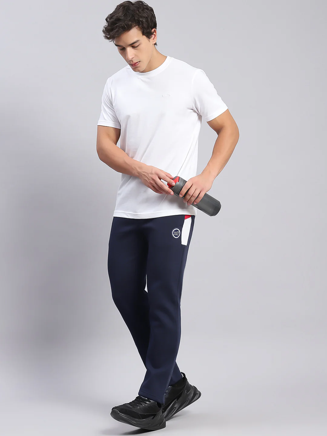 Men Navy Blue Printed Regular Fit Winter Lowers - Image 2