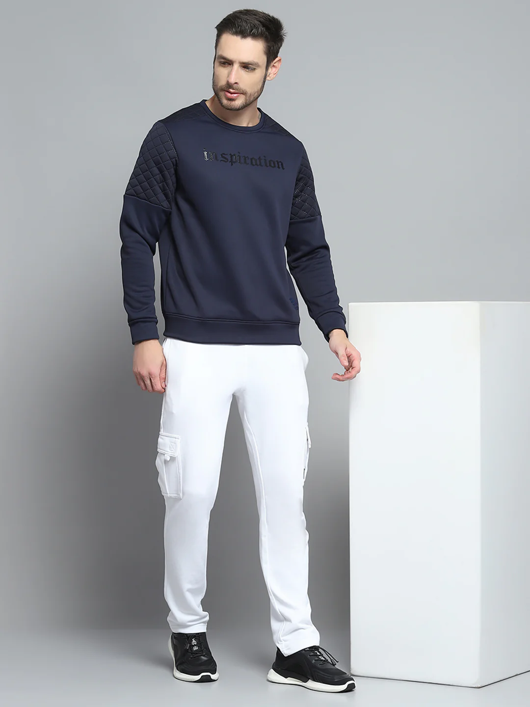Rock.it Men Navy Blue Printed Round Neck Full Sleeve Sweatshirt - Image 2
