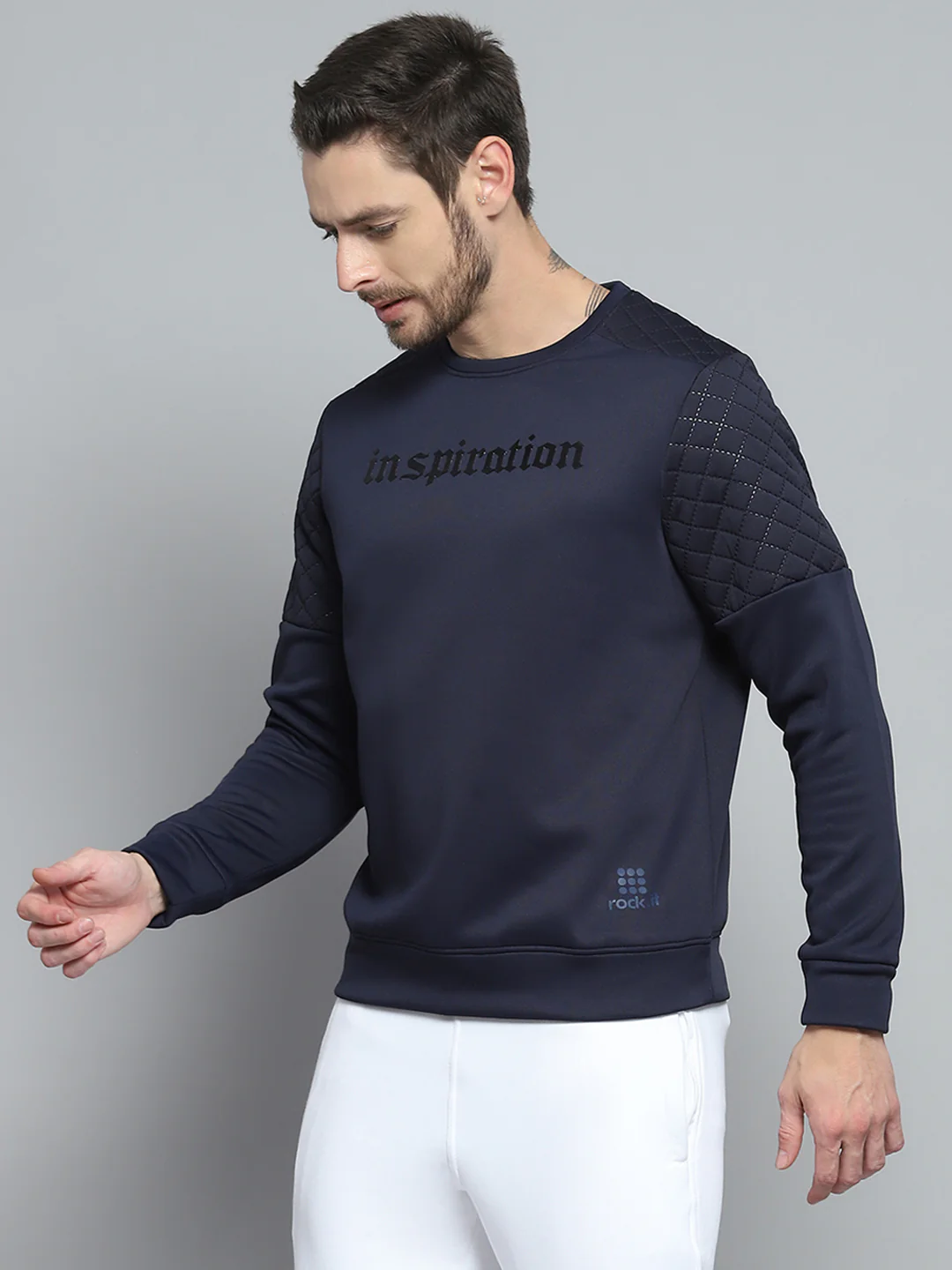 Rock.it Men Navy Blue Printed Round Neck Full Sleeve Sweatshirt - Image 3