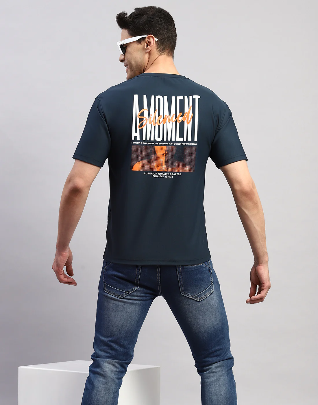 Rock.it Men Navy Blue Printed Round Neck Half Sleeve T-Shirt - Image 2