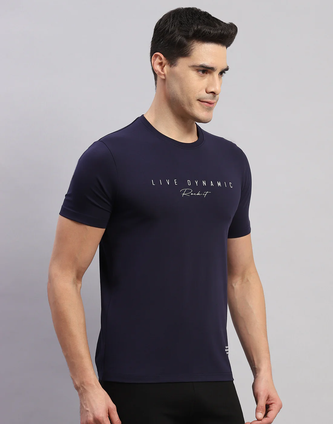 Rock.it Men Navy Blue Printed Round Neck Half Sleeve T-Shirt - Image 5