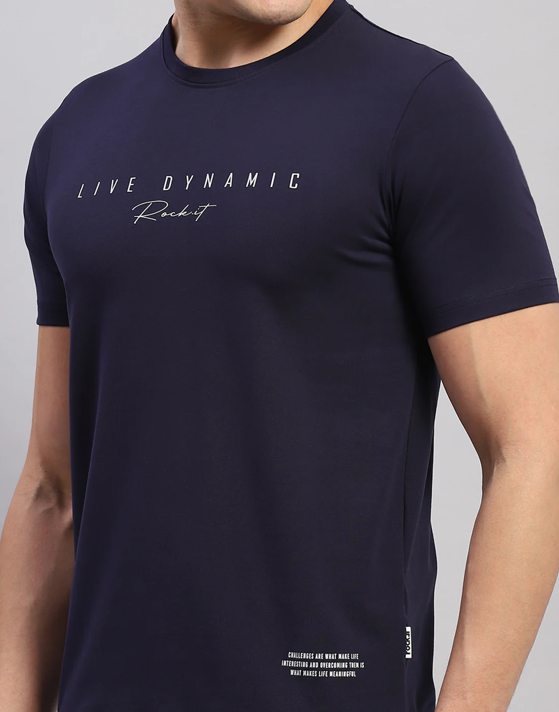 Rock.it Men Navy Blue Printed Round Neck Half Sleeve T-Shirt - Image 7