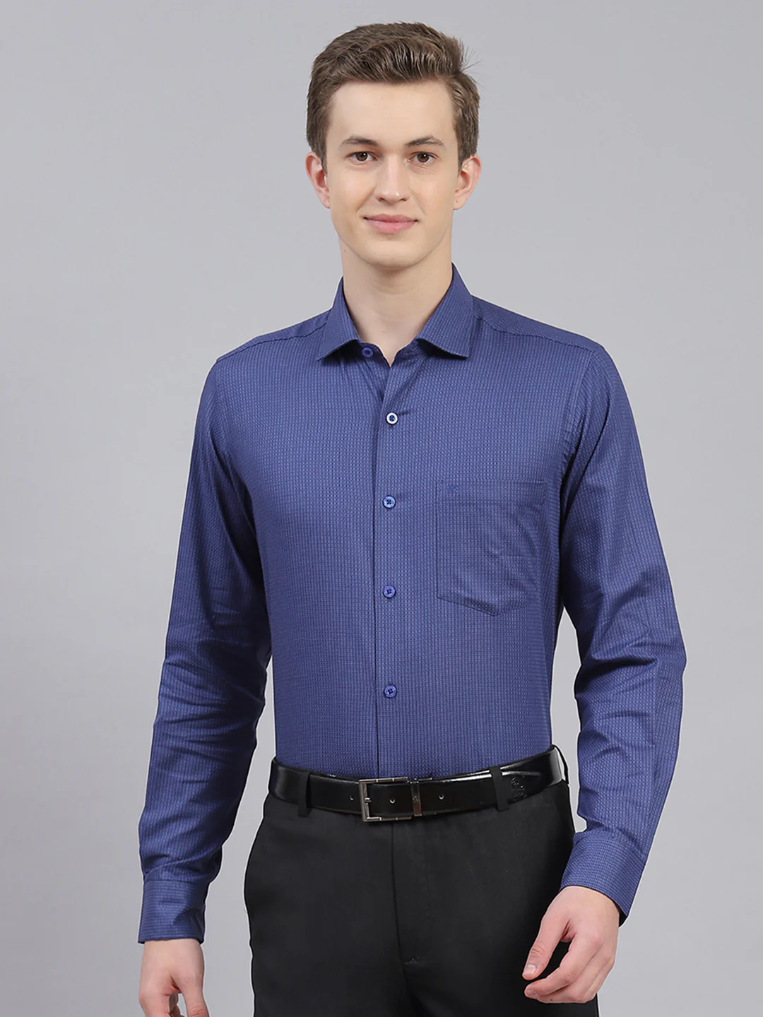 Men Navy Blue Printed Shirt - Image 2