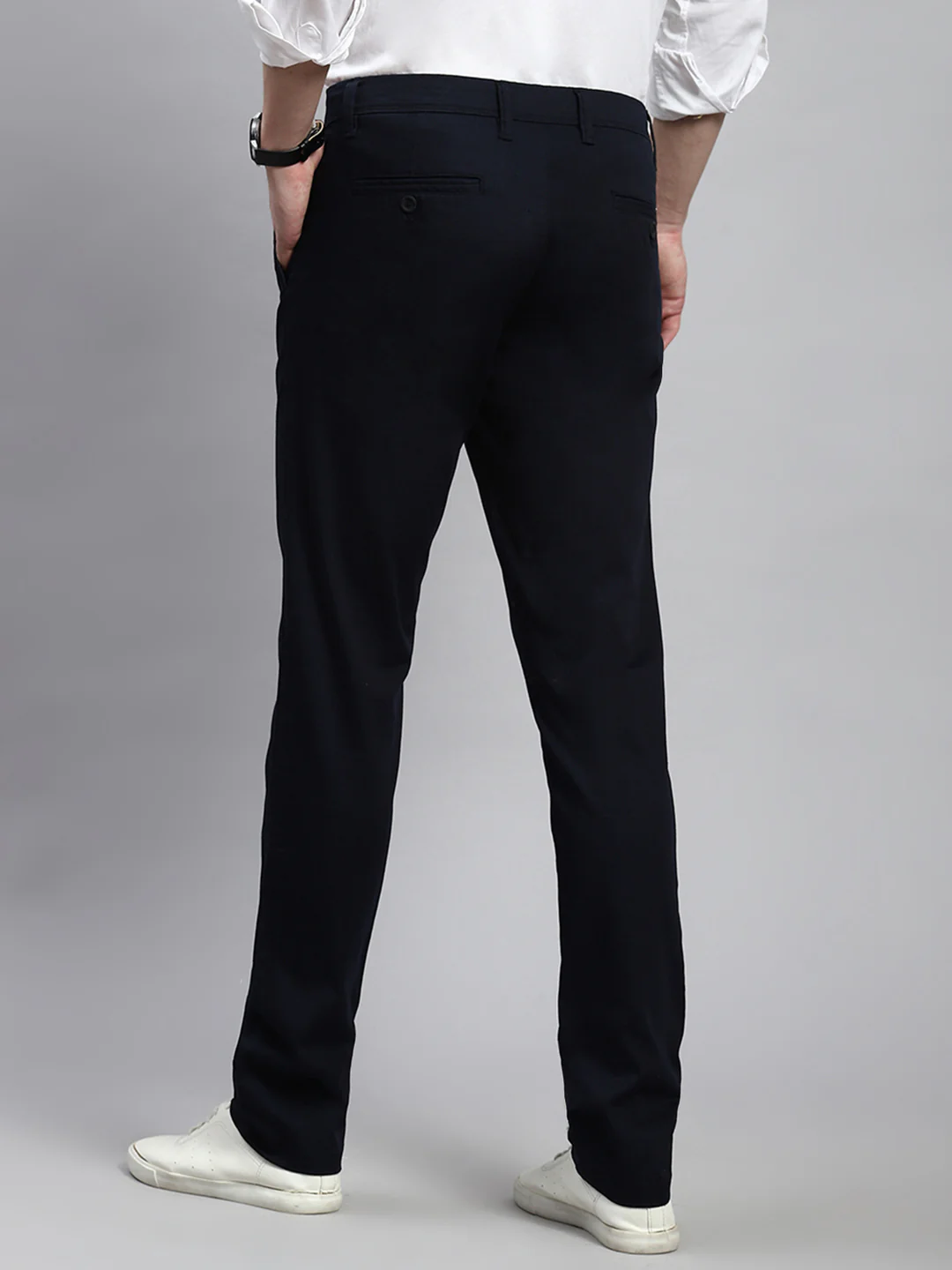 Men Navy Blue Regular Fit Trouser - Image 5
