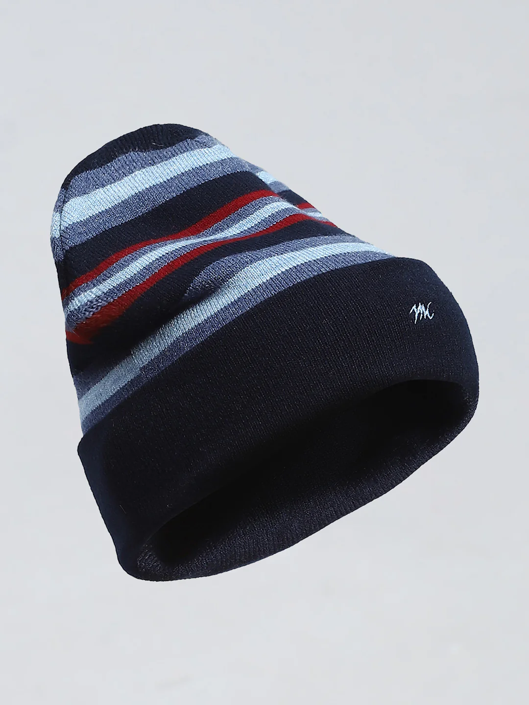 Men Navy Blue Self Design Cap - Image 2
