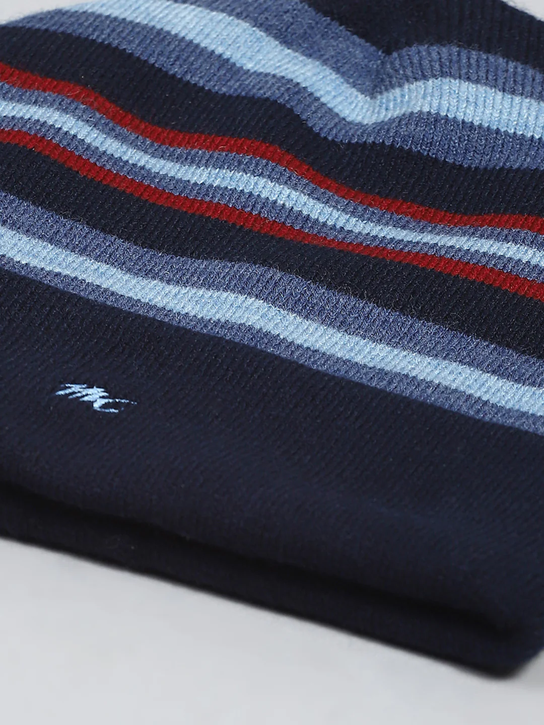 Men Navy Blue Self Design Cap - Image 7