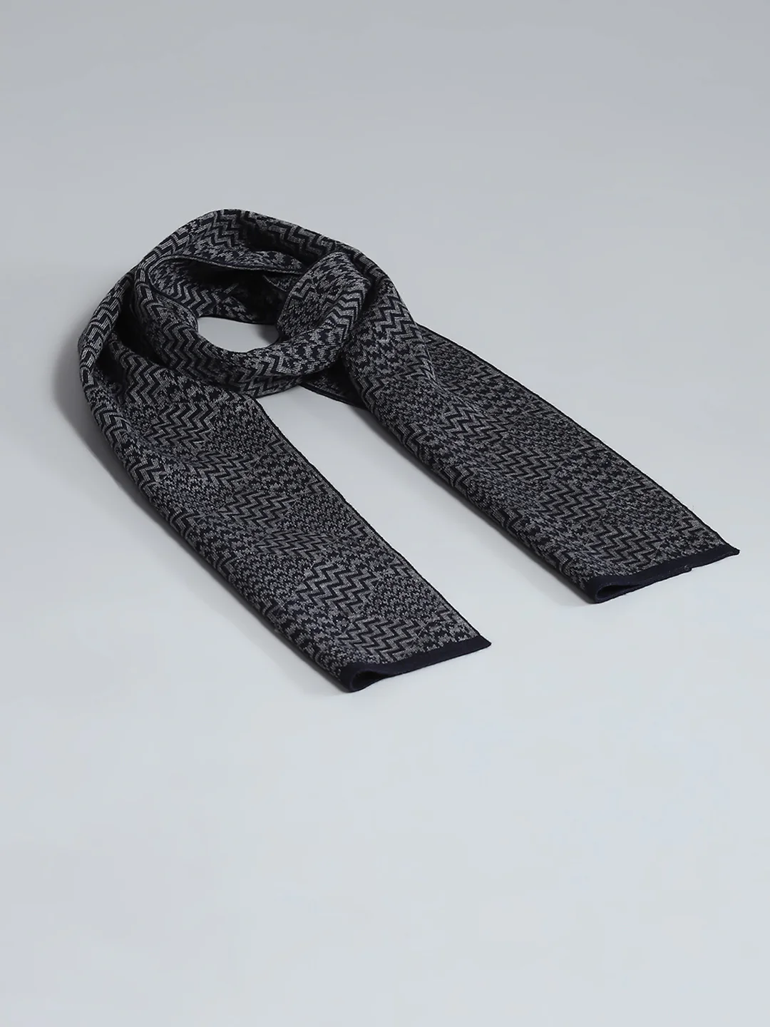 Men Navy Blue Self Design Muffler - Image 6