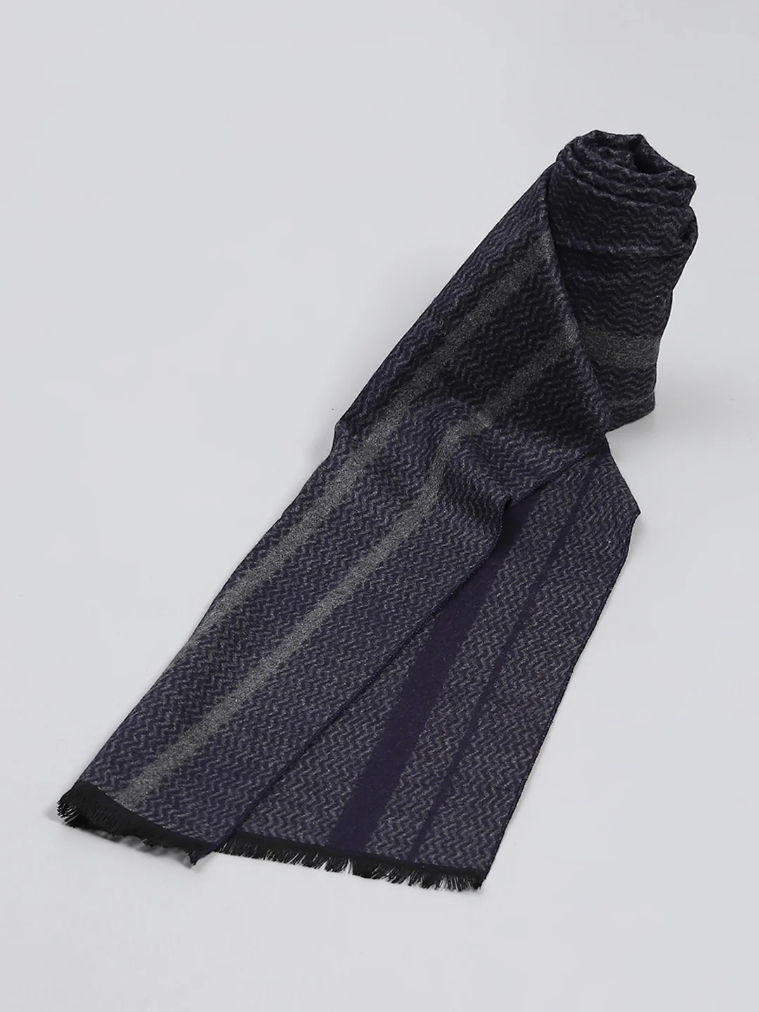Men Navy Blue Self Design Muffler - Image 6