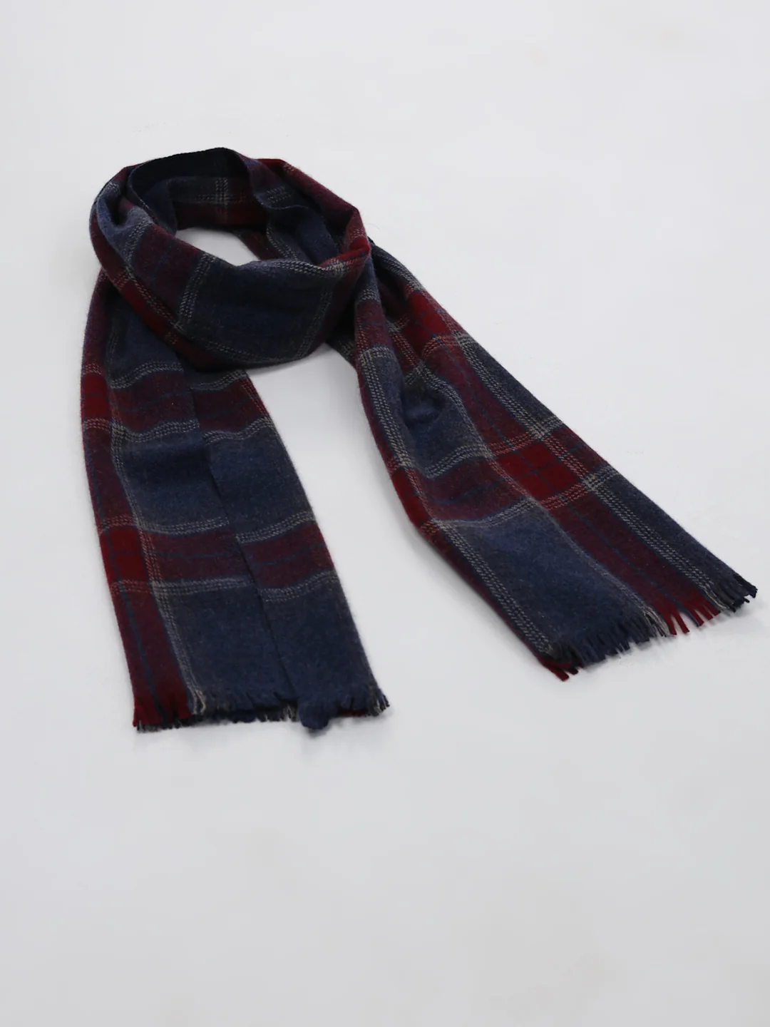 Men Navy Blue Self Design Wool Blend Muffler - Image 6
