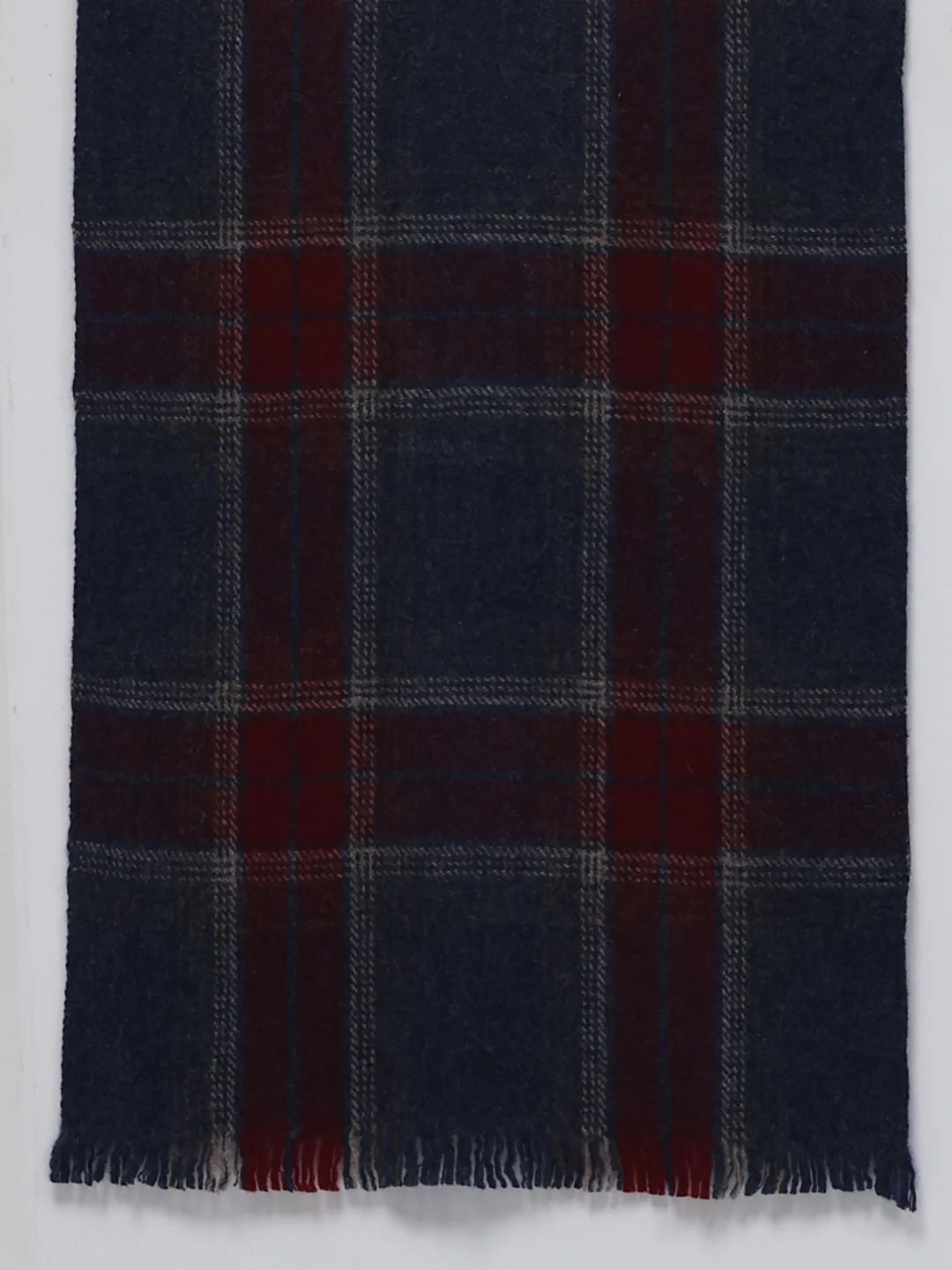 Men Navy Blue Self Design Wool Blend Muffler - Image 7