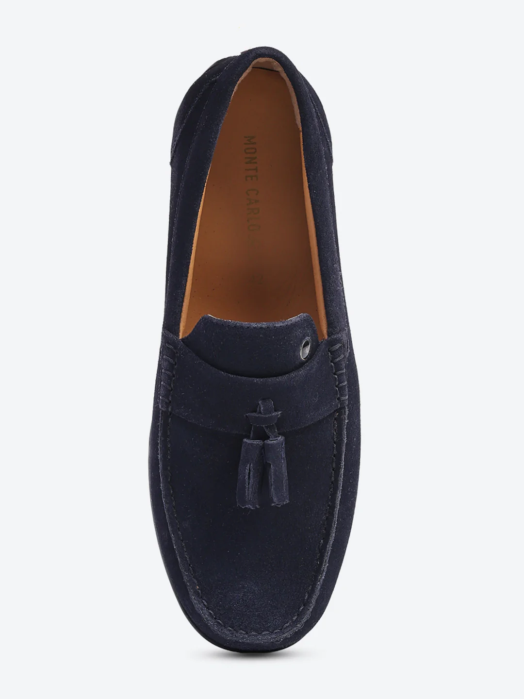Men Navy Blue Slip on Genuine Leather Loafers - Image 6
