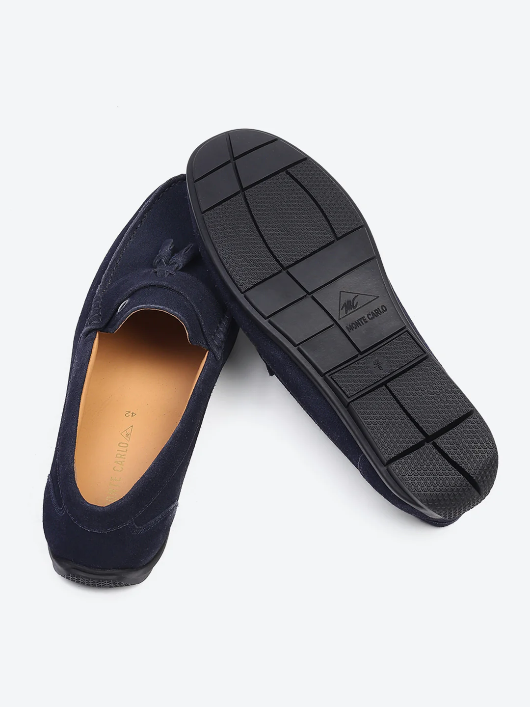Men Navy Blue Slip on Genuine Leather Loafers - Image 8