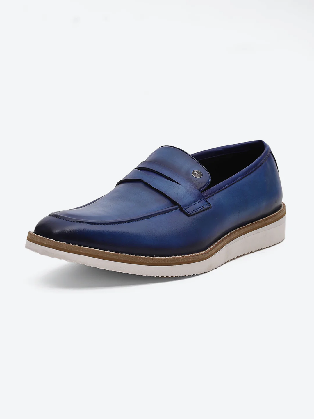Men Navy Blue Slip on Leather Penny Loafers - Stylish Fashion Shoes - Image 3