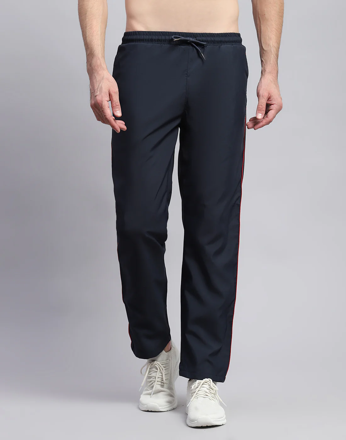 Men Navy Blue Solid Band Collar Full Sleeve Winter Tracksuit - Image 7